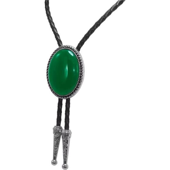 Bolo Tie Natural Colors Stone Green Natural Stone 2 - Picture 4 of 6